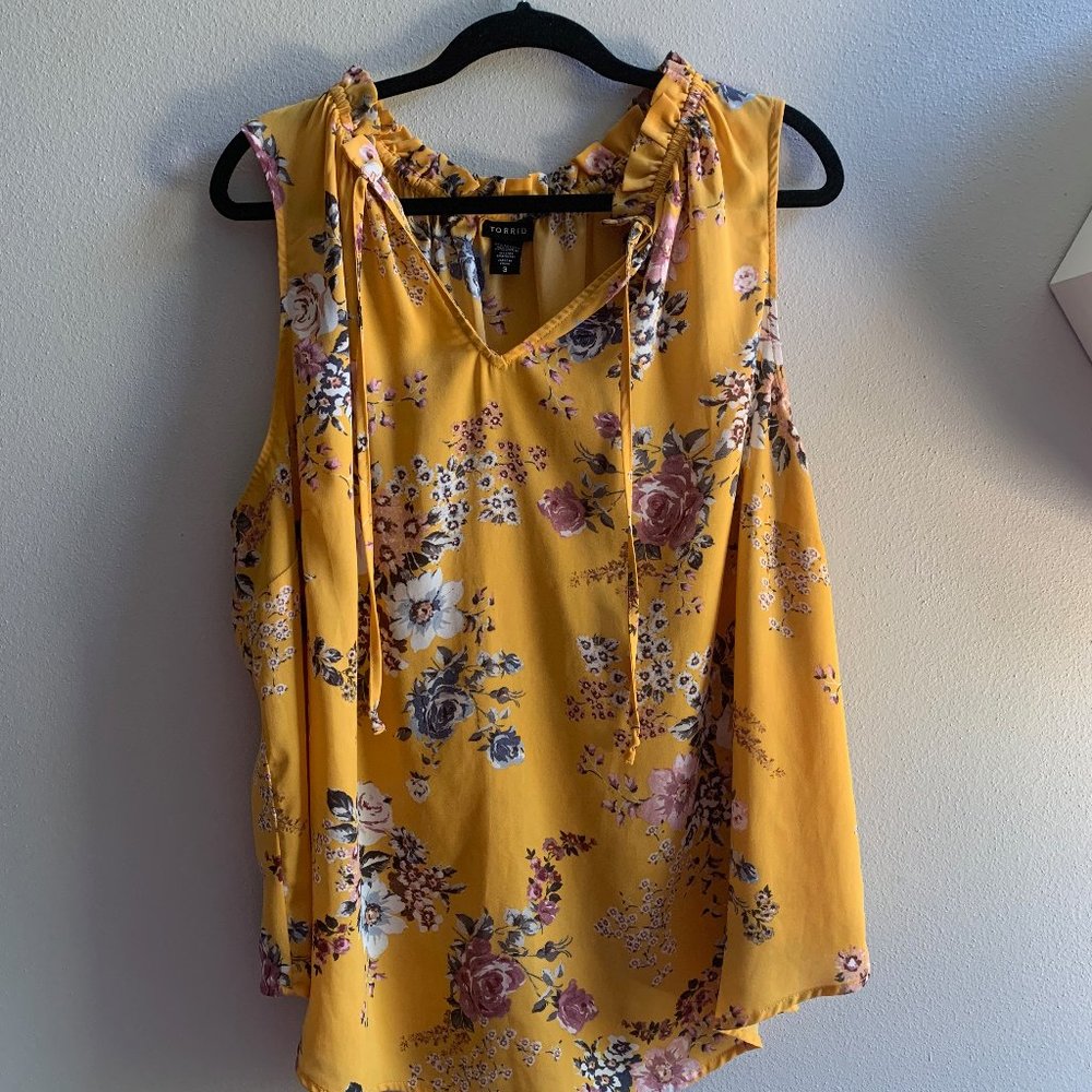 Torrid Yellow Sleeveless Floral Top